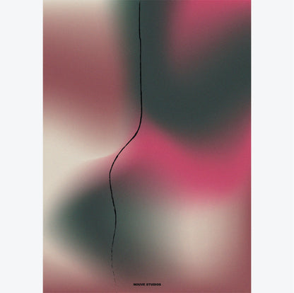 Abstracte poster van Nouve Studios met roze, groene en crèmekleurige wazige vormen